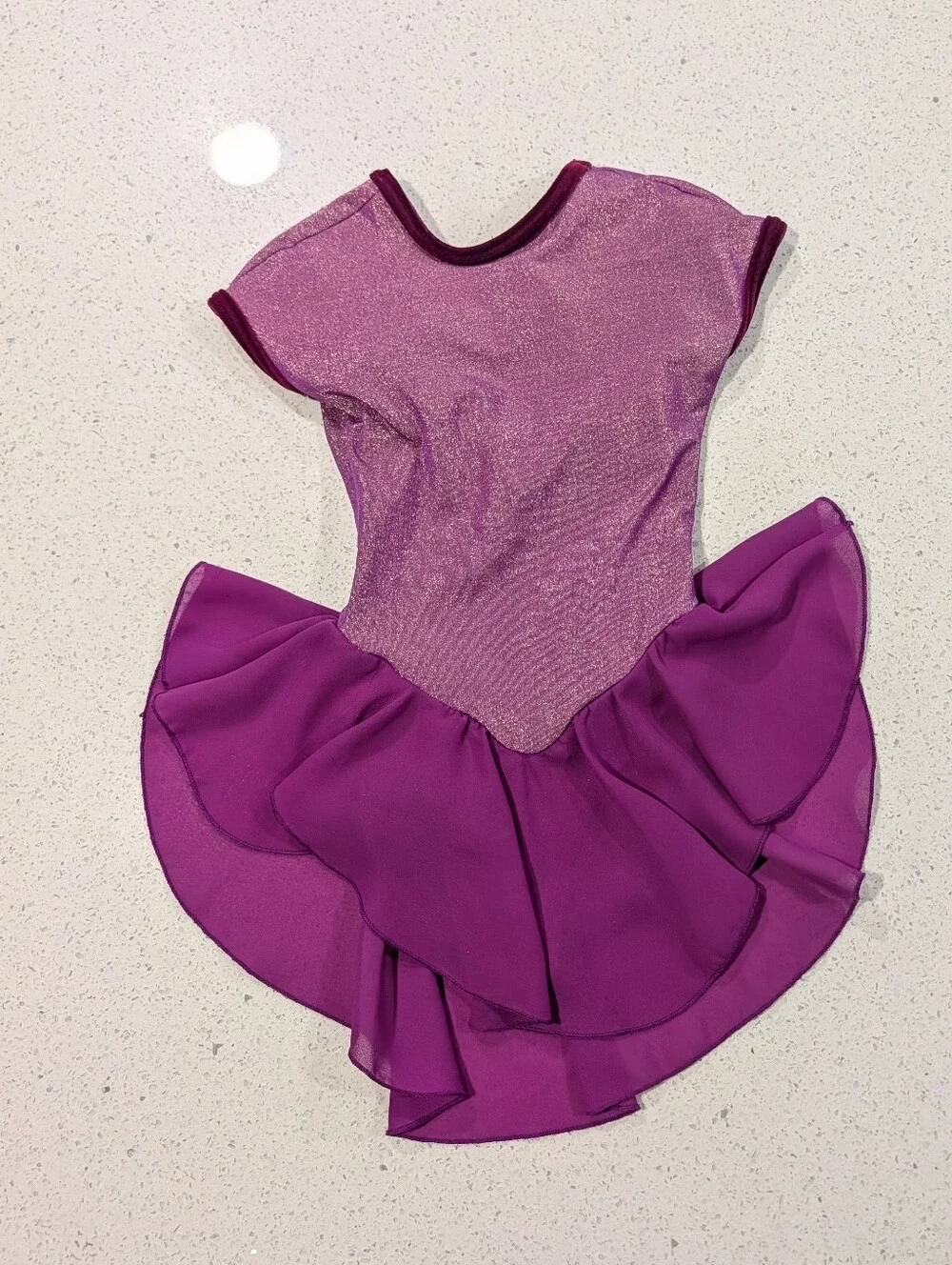 GK Elite Ice Figure Skating Baton Dance Skirted Dress Leotard CM Medium GLITTER